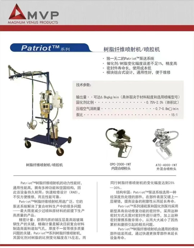 廣東博皓 美國(guó)MVP樹脂纖維噴射設(shè)備